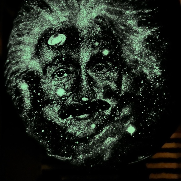 Vintage 90s ALBERT EINSTEIN GALAXIES STARS GLOW IN DARK  T-Shirt Size Large - Picture 7 of 7